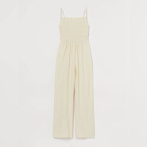 NWOT XXL women’s Plus  H&M ivory, smocked, wide leg, Ankle-length jumpsuit